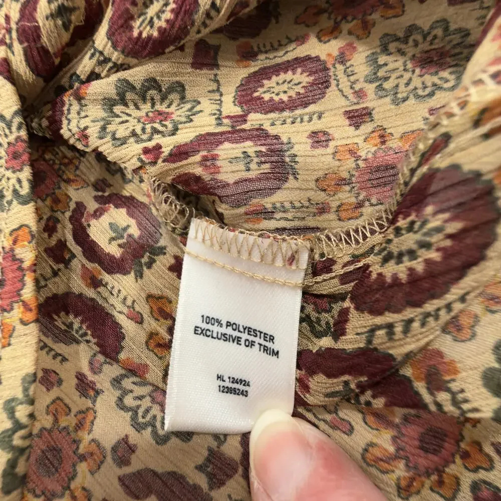 Halogen‎ Brown geometric medallion Print Babydoll Top Small - Picture 6 of 6